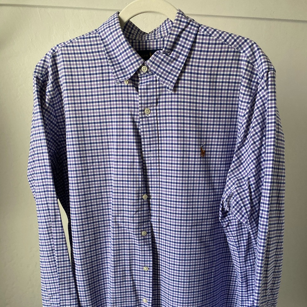Polo checkered Men’s Button-down Shirt: XL